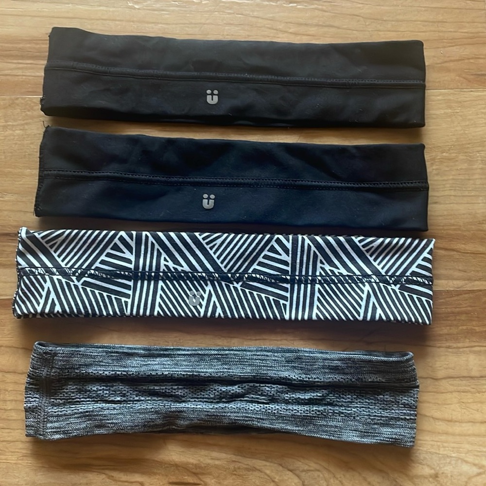 Woman’s scunci headband, nonslip black gray stripe sports band